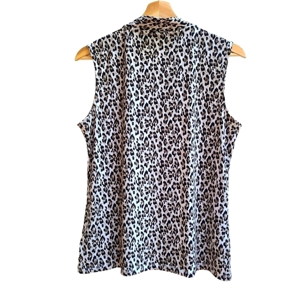 Tahari Sleeveless Animal Print Blouse with Neck Tie, Size Medium - Picture 2 of 7